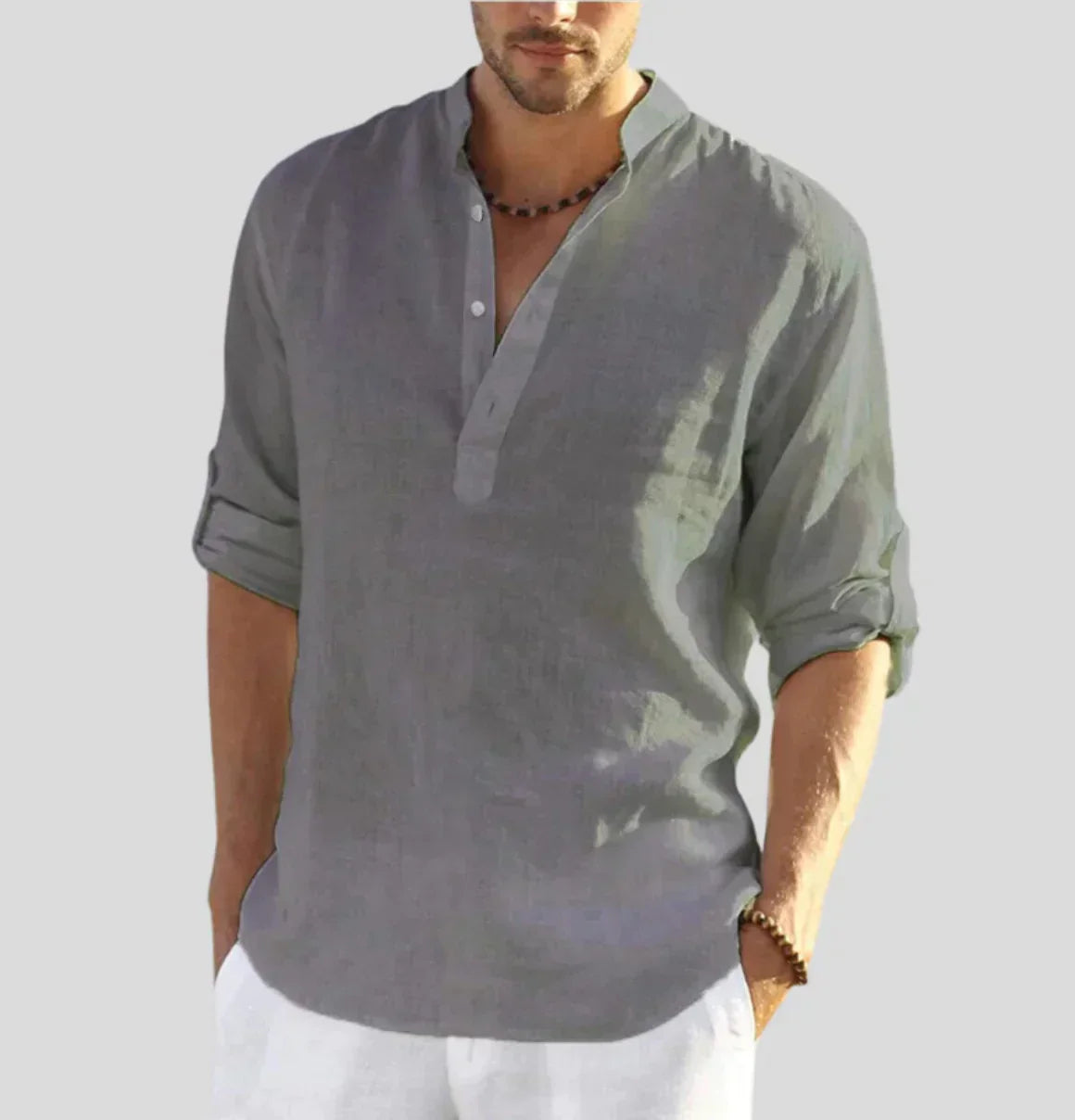Men’s Classic Linen Shirt – 100% Breathable Fabric with Tailored Fit