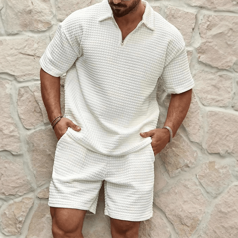 Men’s Half-Zip Polo & Shorts Set – Lightweight, Modern & Summer-Ready