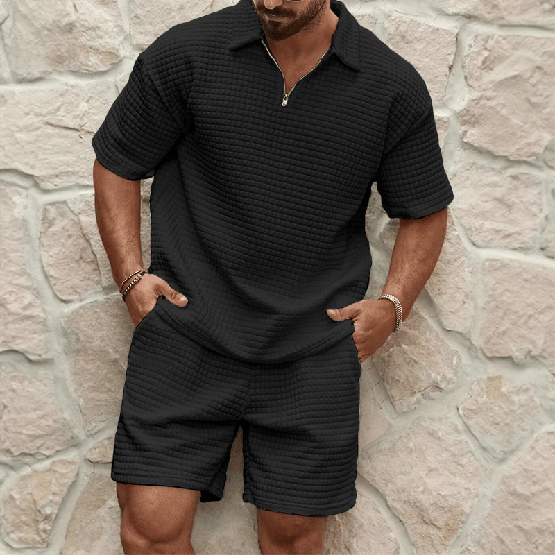 Men’s Half-Zip Polo & Shorts Set – Lightweight, Modern & Summer-Ready