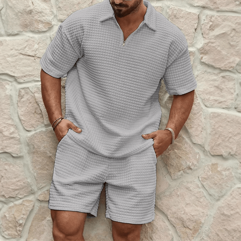 Men’s Half-Zip Polo & Shorts Set – Lightweight, Modern & Summer-Ready