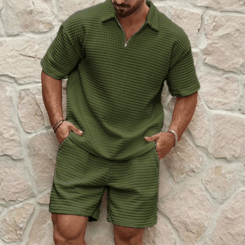 Men’s Half-Zip Polo & Shorts Set – Lightweight, Modern & Summer-Ready
