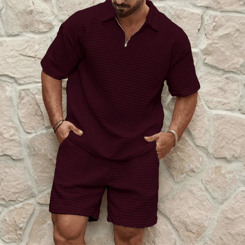 Men’s Half-Zip Polo & Shorts Set – Lightweight, Modern & Summer-Ready