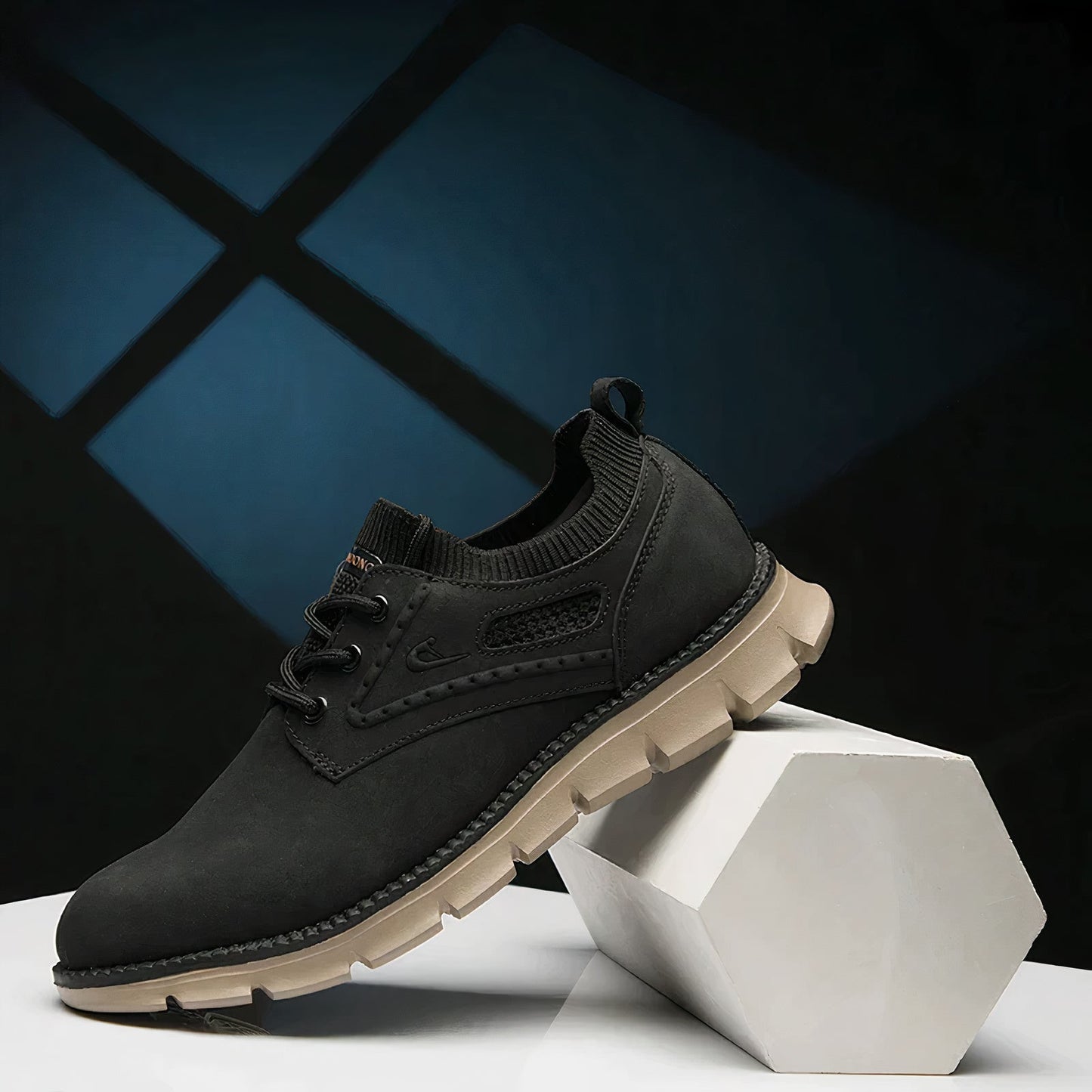 Men’s Leather Lace-Up Sneakers – Premium Build, Breathable & Stylish
