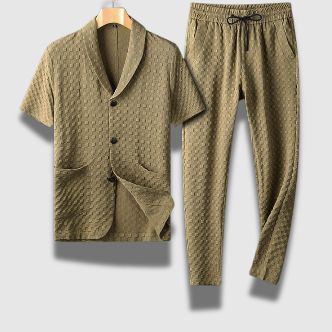 Men’s Ribbed Shirt & Trouser Set – Textured, Tailored & Effortlessly Smart