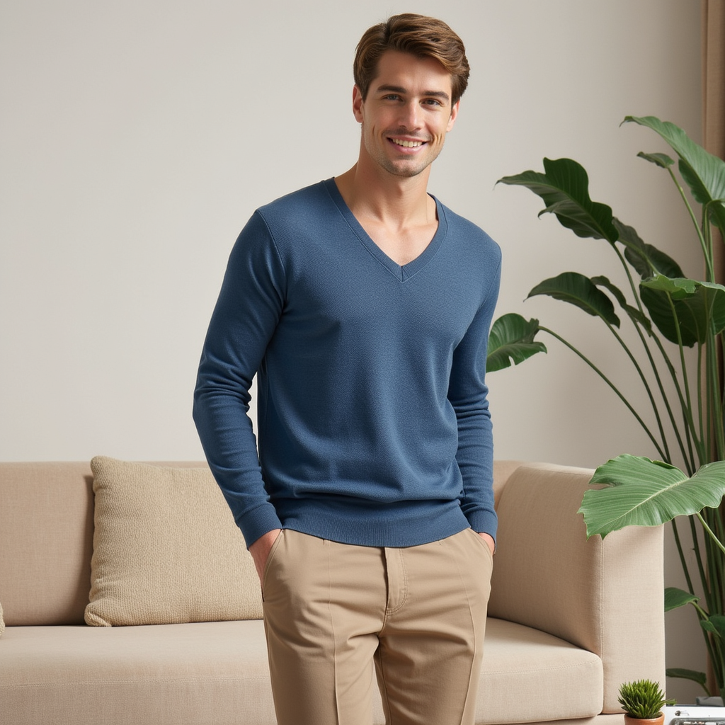 Men’s V-Neck Sweater – Tailored Warmth with Everyday Ease