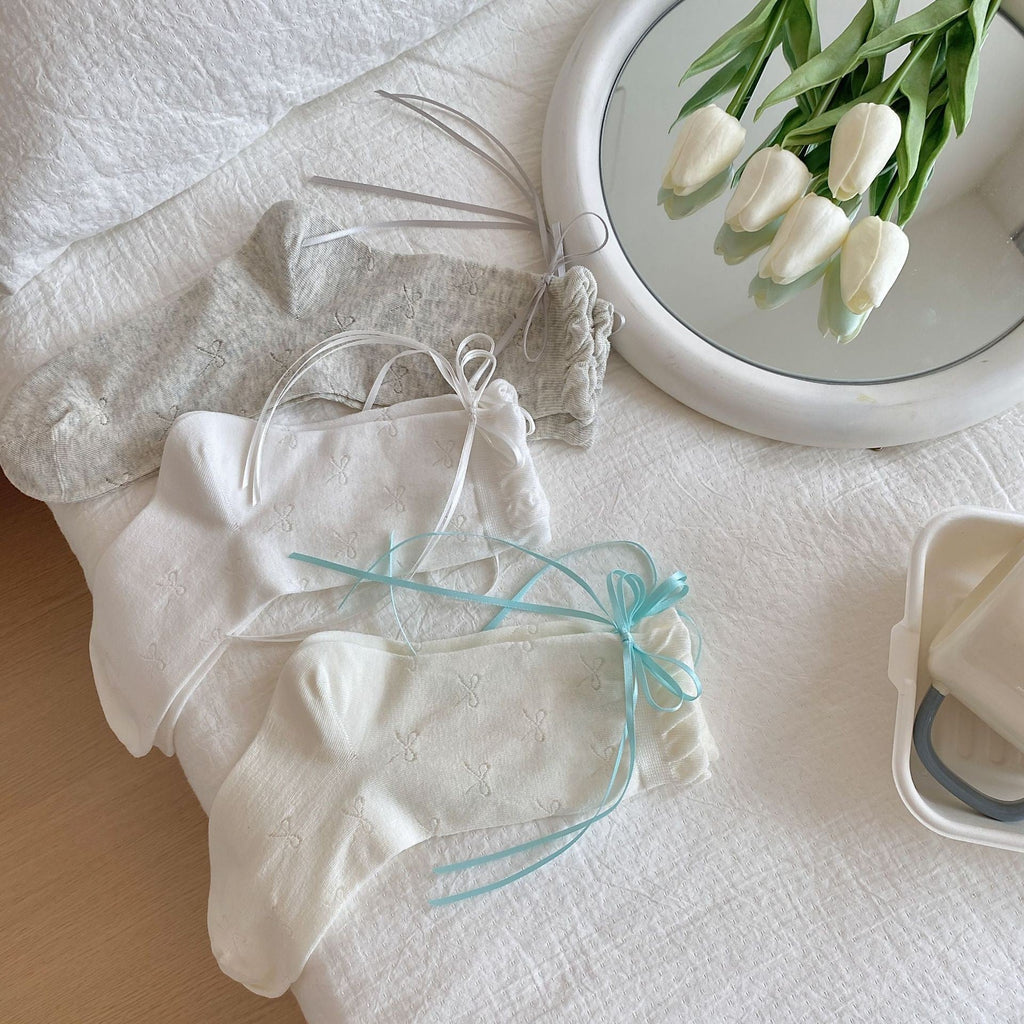 Amélie Bow Mesh Cotton Socks