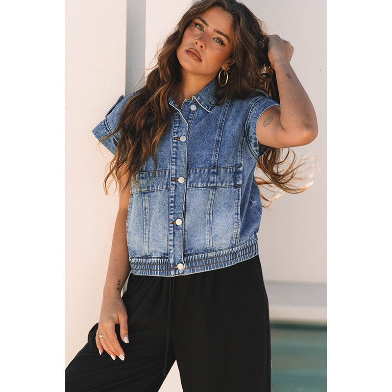 Arlette Denim Lapel Vest Coat