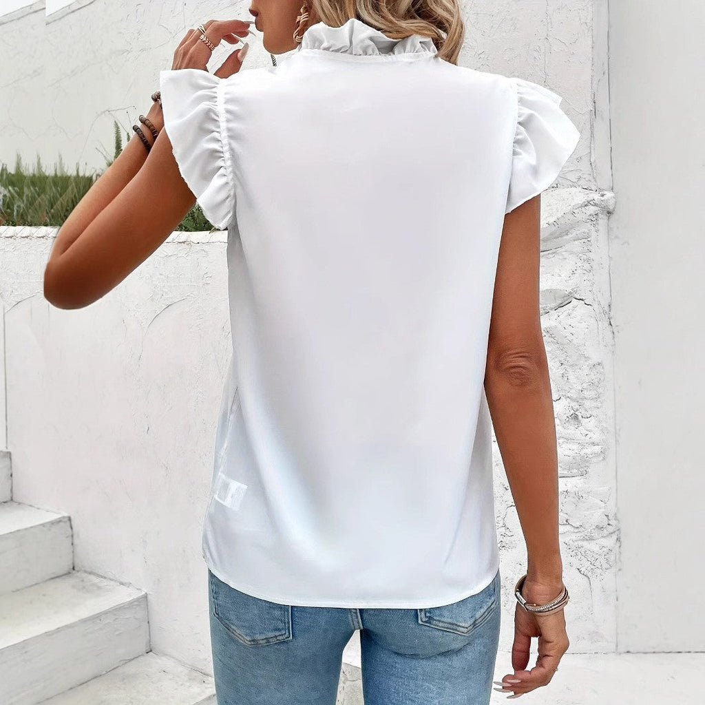 Camille Ruffled V-Neck Blouse
