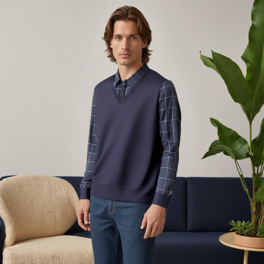 Men’s Check Sweater Shirt – Soft, Classic & Layer-Ready