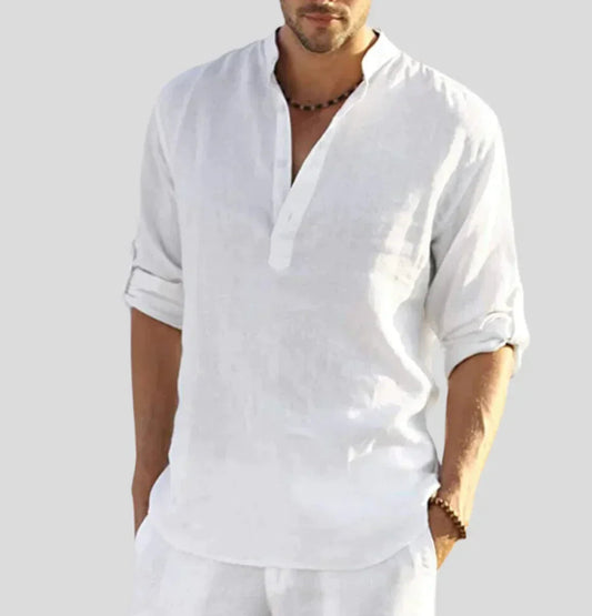 Men’s Classic Linen Shirt – 100% Breathable Fabric with Tailored Fit