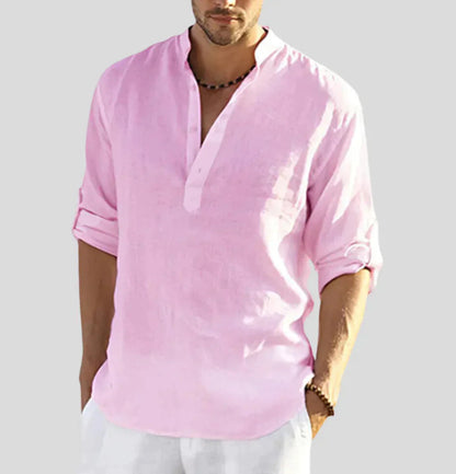 Men’s Classic Linen Shirt – 100% Breathable Fabric with Tailored Fit