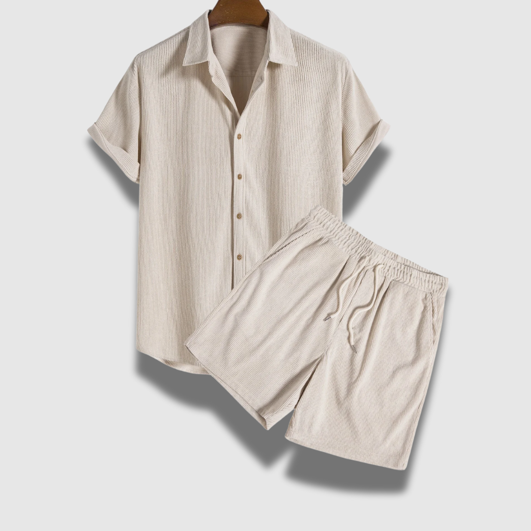Men’s Corduroy Shirt and Shorts Set – Soft, Stylish & Laid-Back