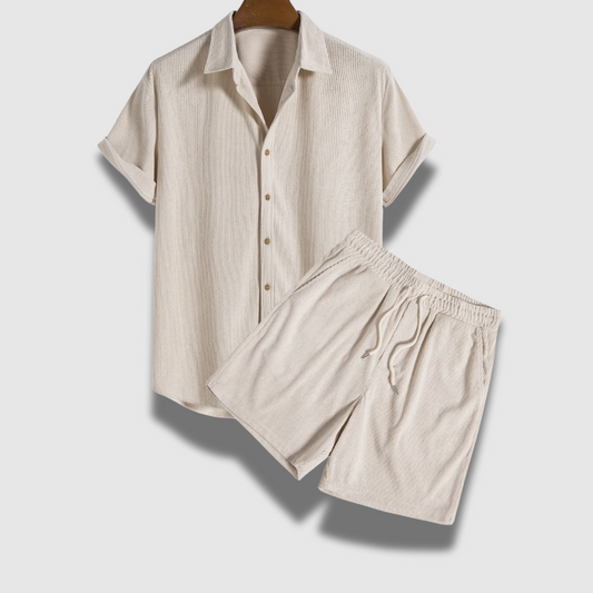 Men’s Corduroy Shirt and Shorts Set – Soft, Stylish & Laid-Back