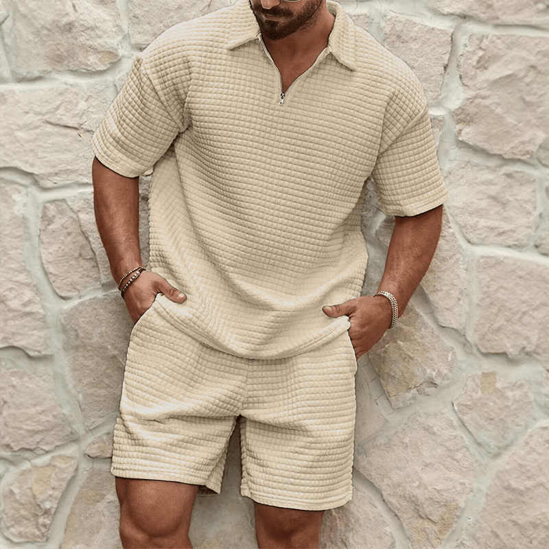 Men’s Half-Zip Polo & Shorts Set – Lightweight, Modern & Summer-Ready