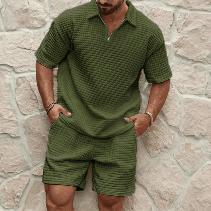 Men’s Half-Zip Polo & Shorts Set – Lightweight, Modern & Summer-Ready