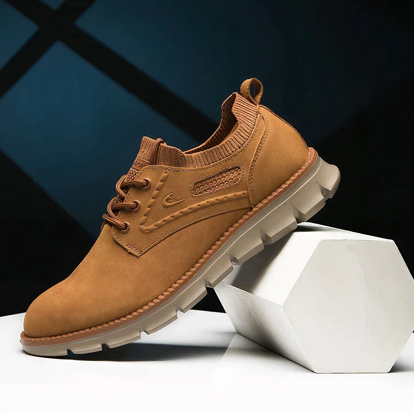 Men’s Leather Lace-Up Sneakers – Premium Build, Breathable & Stylish