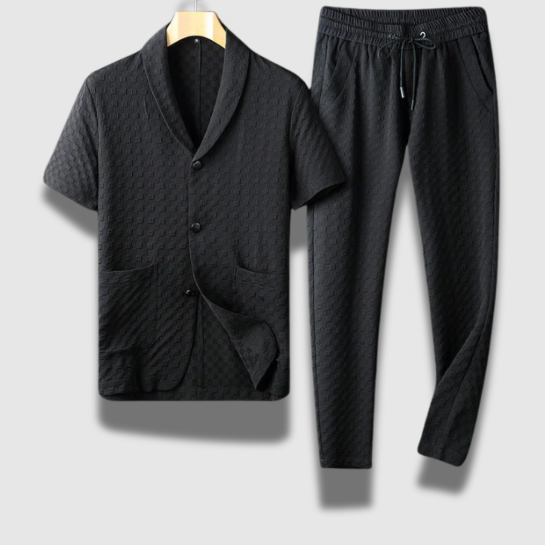 Men’s Ribbed Shirt & Trouser Set – Textured, Tailored & Effortlessly Smart