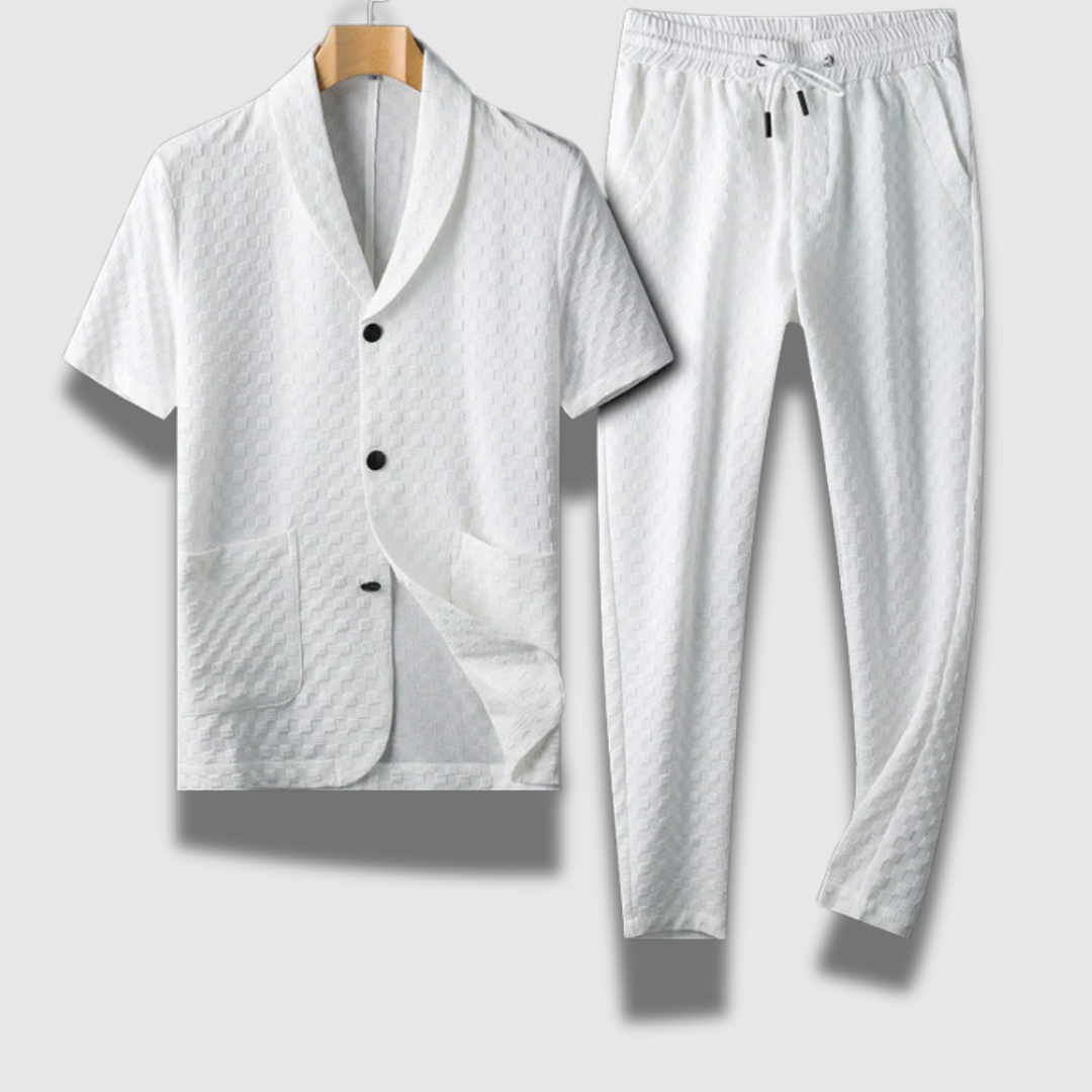 Men’s Ribbed Shirt & Trouser Set – Textured, Tailored & Effortlessly Smart