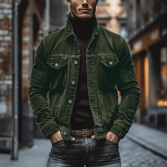Men’s Velvet Button Jacket – Vintage Texture & Tailored Elegance