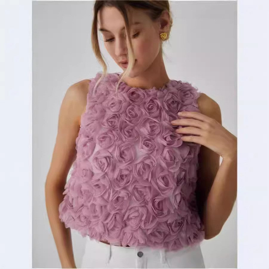 Rosalia Chiffon Rose Vest