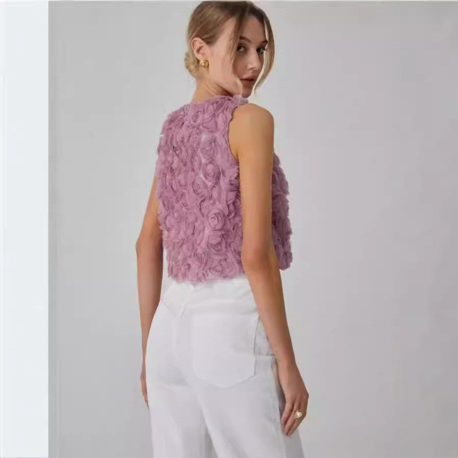 Rosalia Chiffon Rose Vest