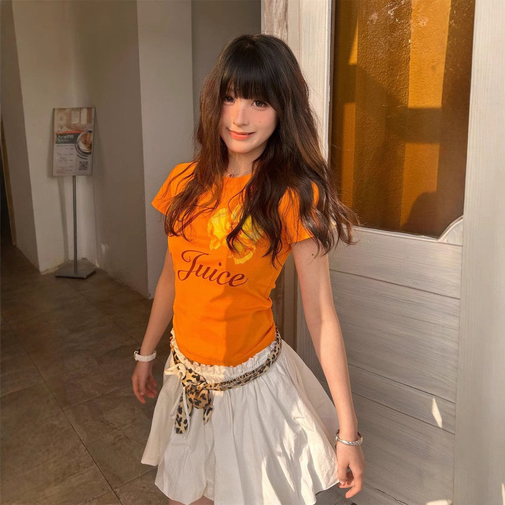 Soleil Orange Color-Block Tee