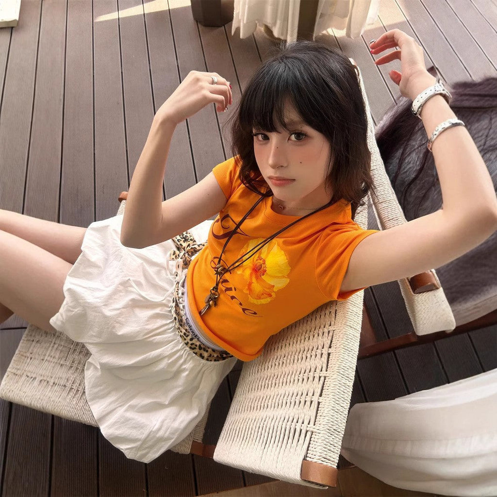 Soleil Orange Color-Block Tee