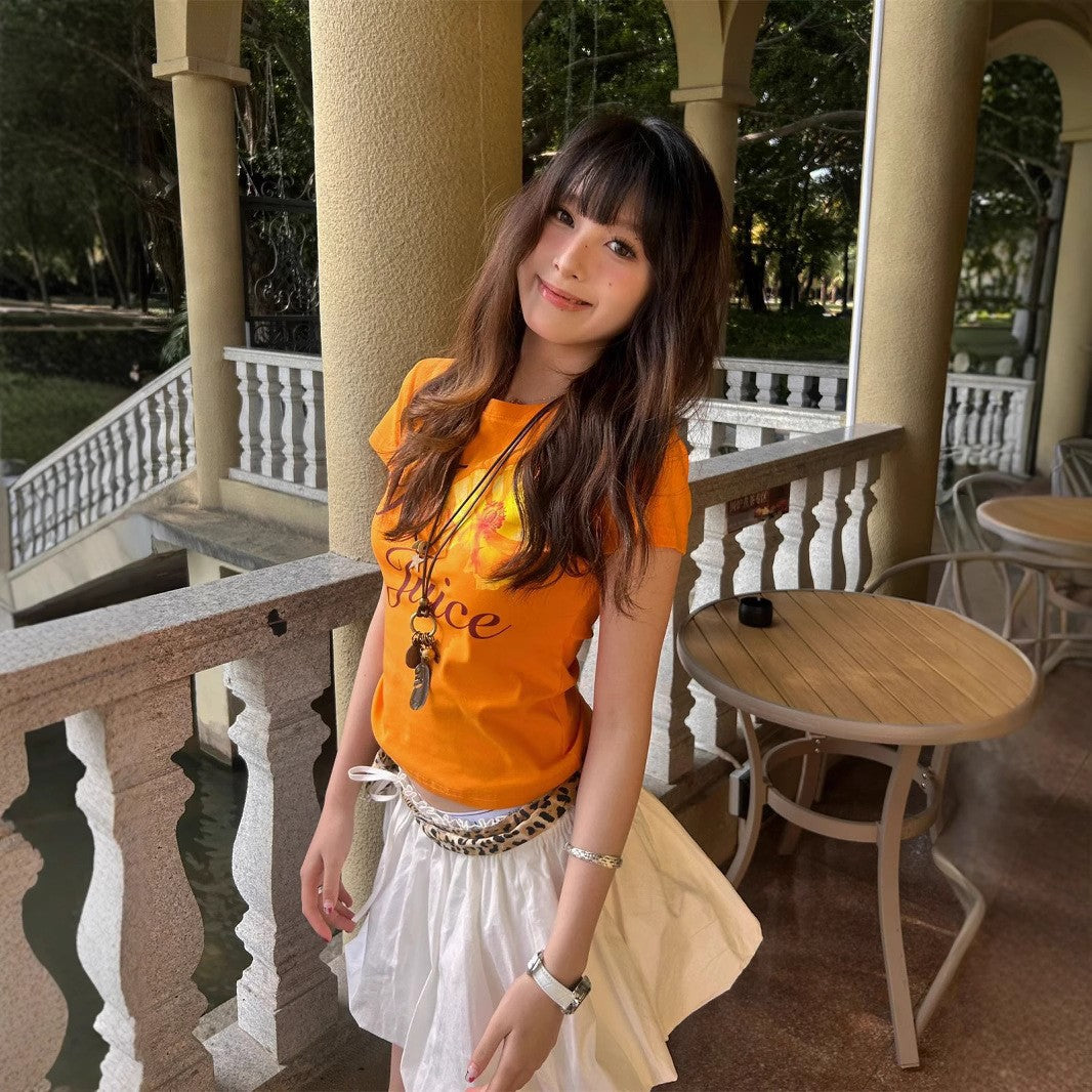 Soleil Orange Color-Block Tee