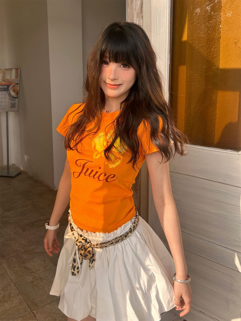 Soleil Orange Color-Block Tee